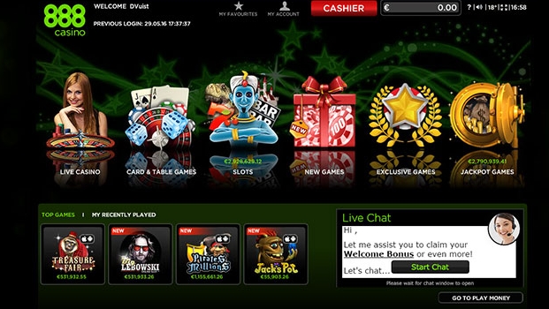 888 Casino homepage